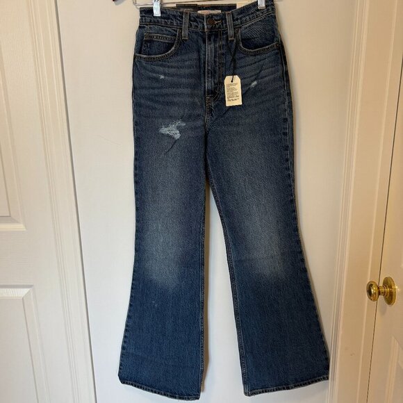 Levi’s 70’s High Rise Flare Jeans Distressed Denim  Size 24 x 32 New with tags - Picture 1 of 16
